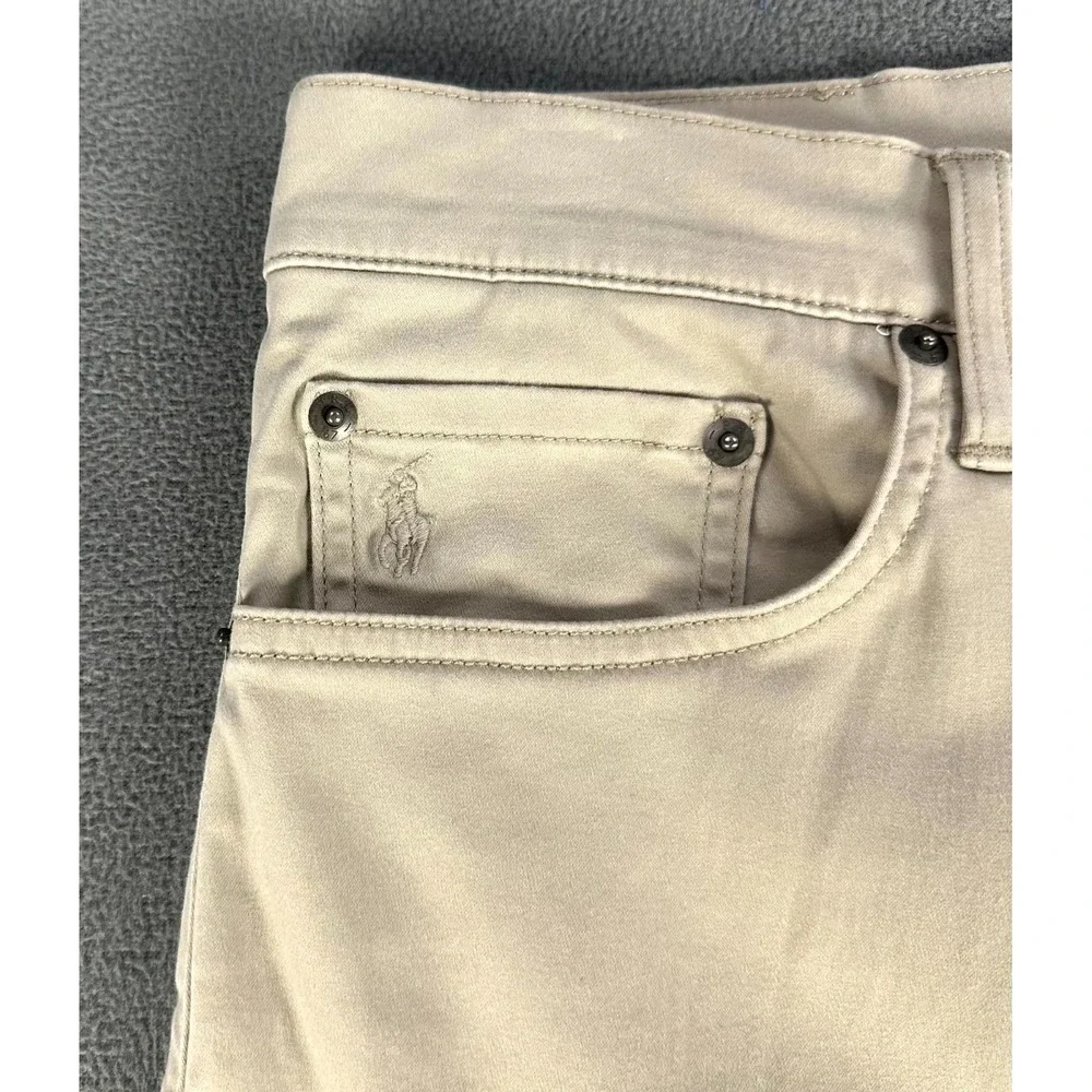 Polo Ralph Lauren Pants Mens 32x30 Beige Varick‎ Slim Straight Sateen Pony Logo